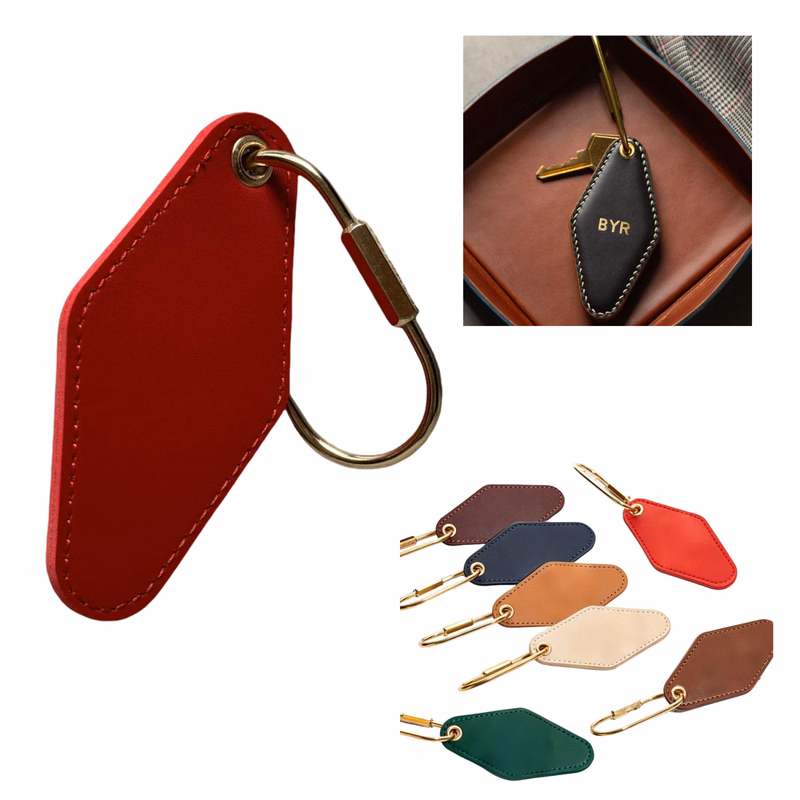 Leather Diamond-Shaped Keychain