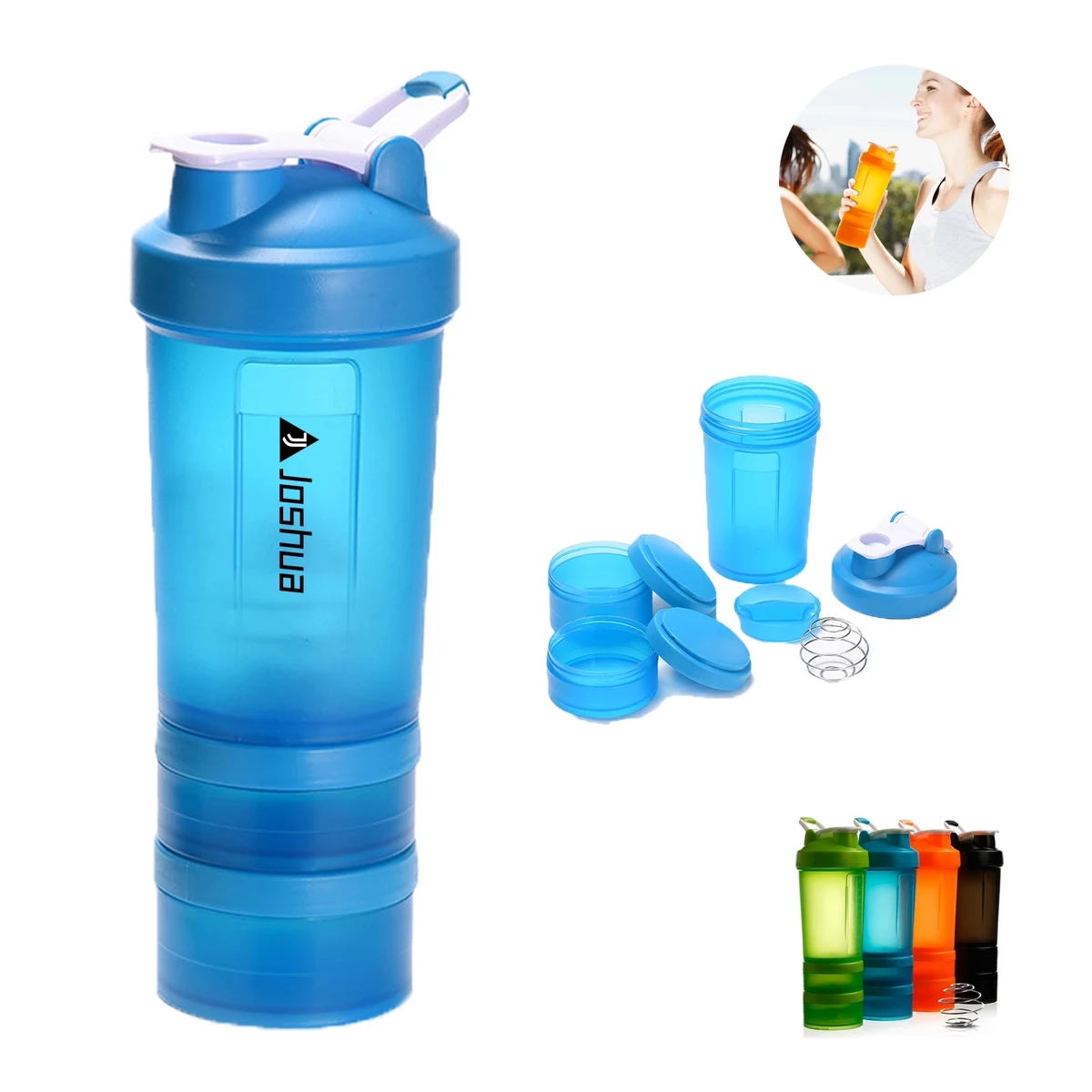16Oz Shaker Bottle With Pill Organizer And Storage 1