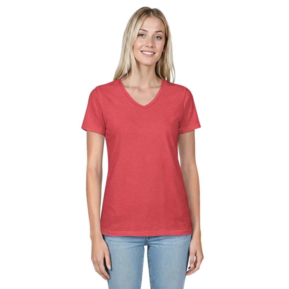 Ladies' Heathered V-Neck Tee 1