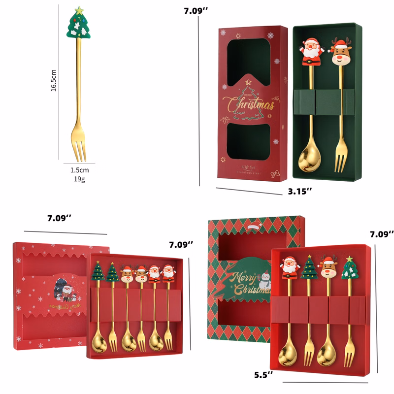 Christmas Spoon and Fork w/Box
