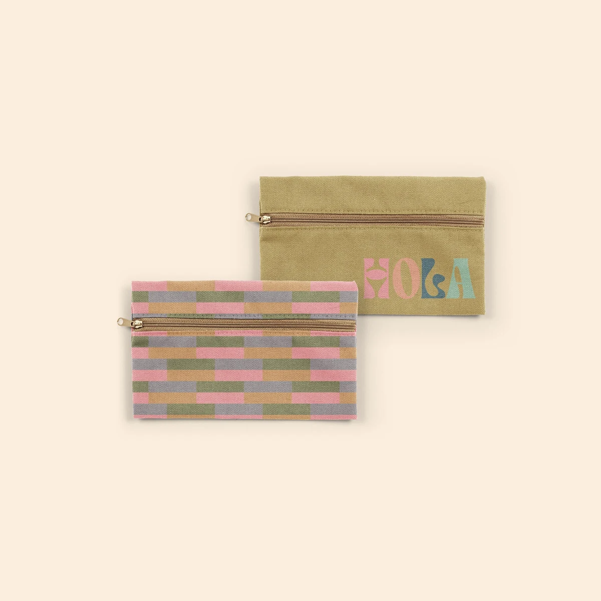 ZIP FRONT POUCHES - 4CP PIGMENT DYED CANVAS - SMALL 1
