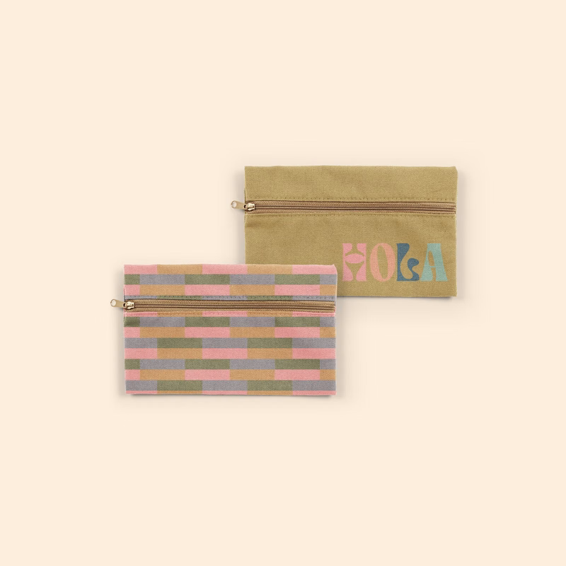 ZIP FRONT POUCHES - 4CP PIGMENT DYED CANVAS - SMALL