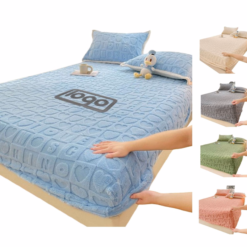 3 Piece Washable Velvet Fitted Bed Set
