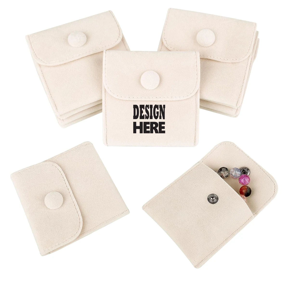 Solid Color Customizable Button Jewelry Bag 1