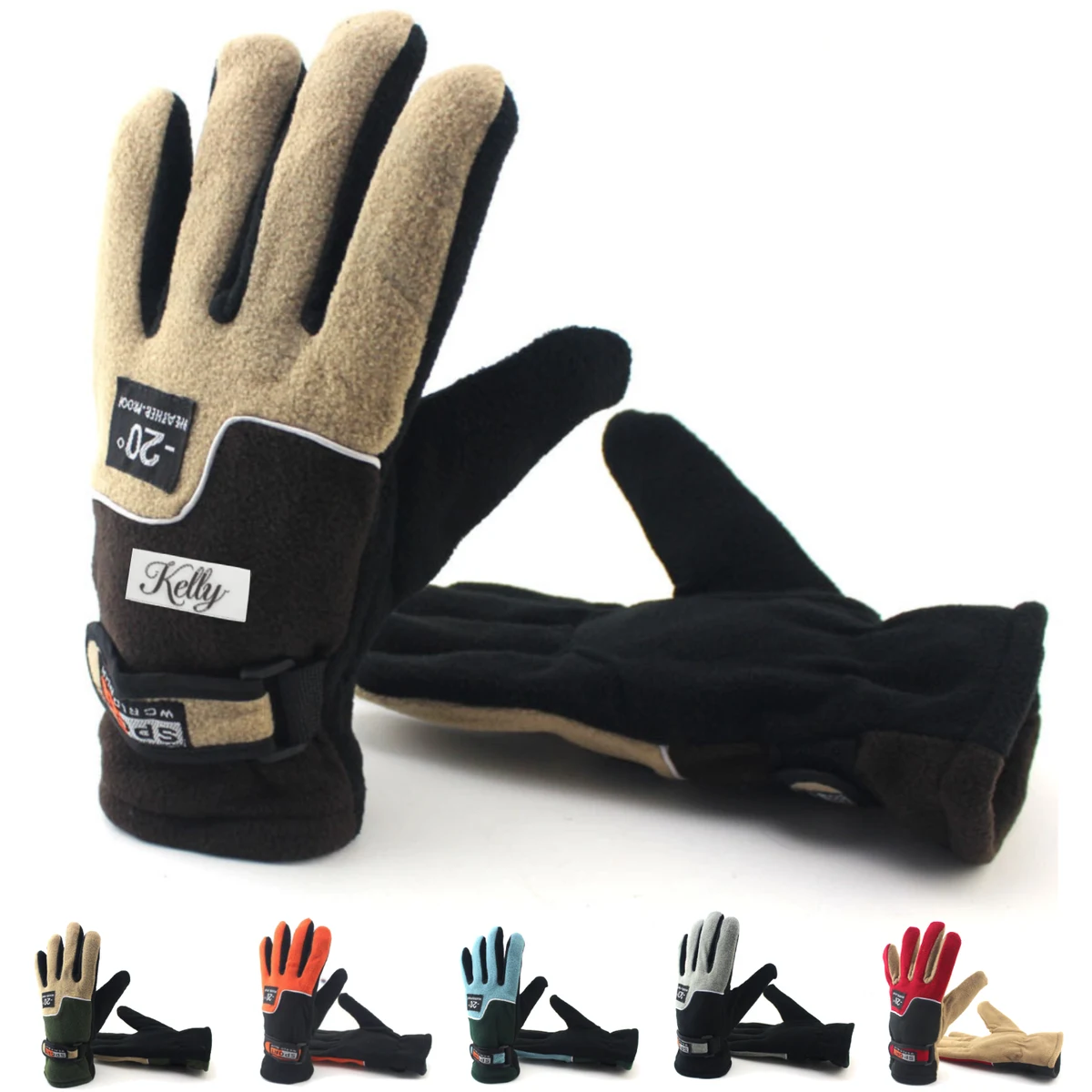 Unisex Outdoor TC Fleece Windproof Full Finger Gloves 1