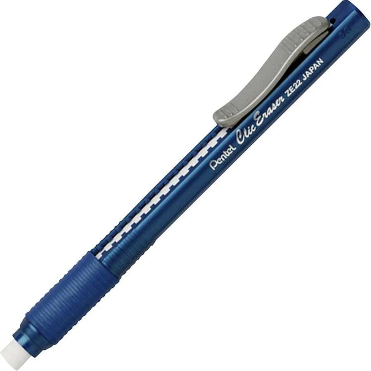 Rubber Grip Clic Erasers - Blue 12 Pack 1