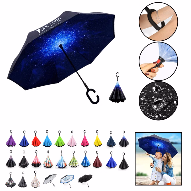 Upside Down Umbrella With C-Shaped Handle