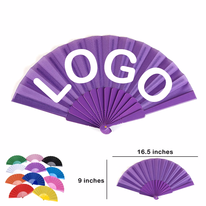 14-Rib Oxford Cloth Hand Fan ?C Customizable Logo