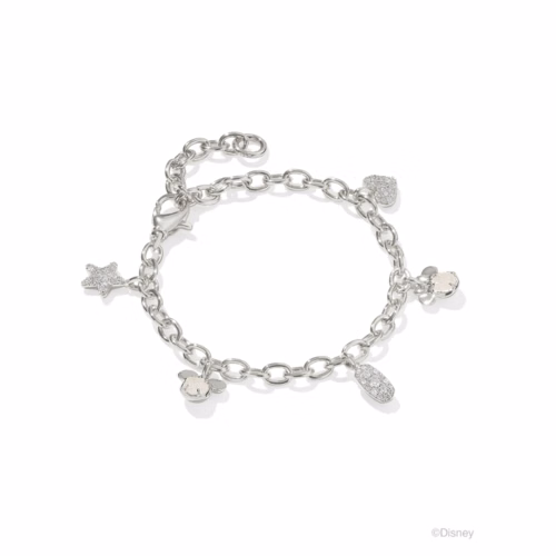 Kendra Scott Disney Silver Mickey and Minnie Mouse Charm Bracelet in Iridescent White Mix