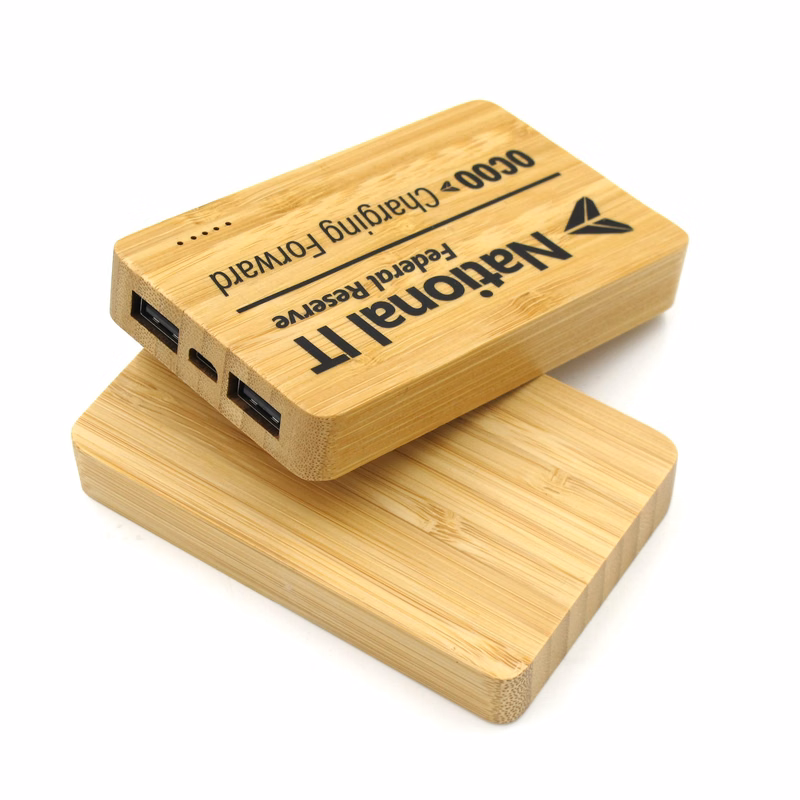 Bamboo 5000mAh Dual Port Power Bank with Wireless Charger