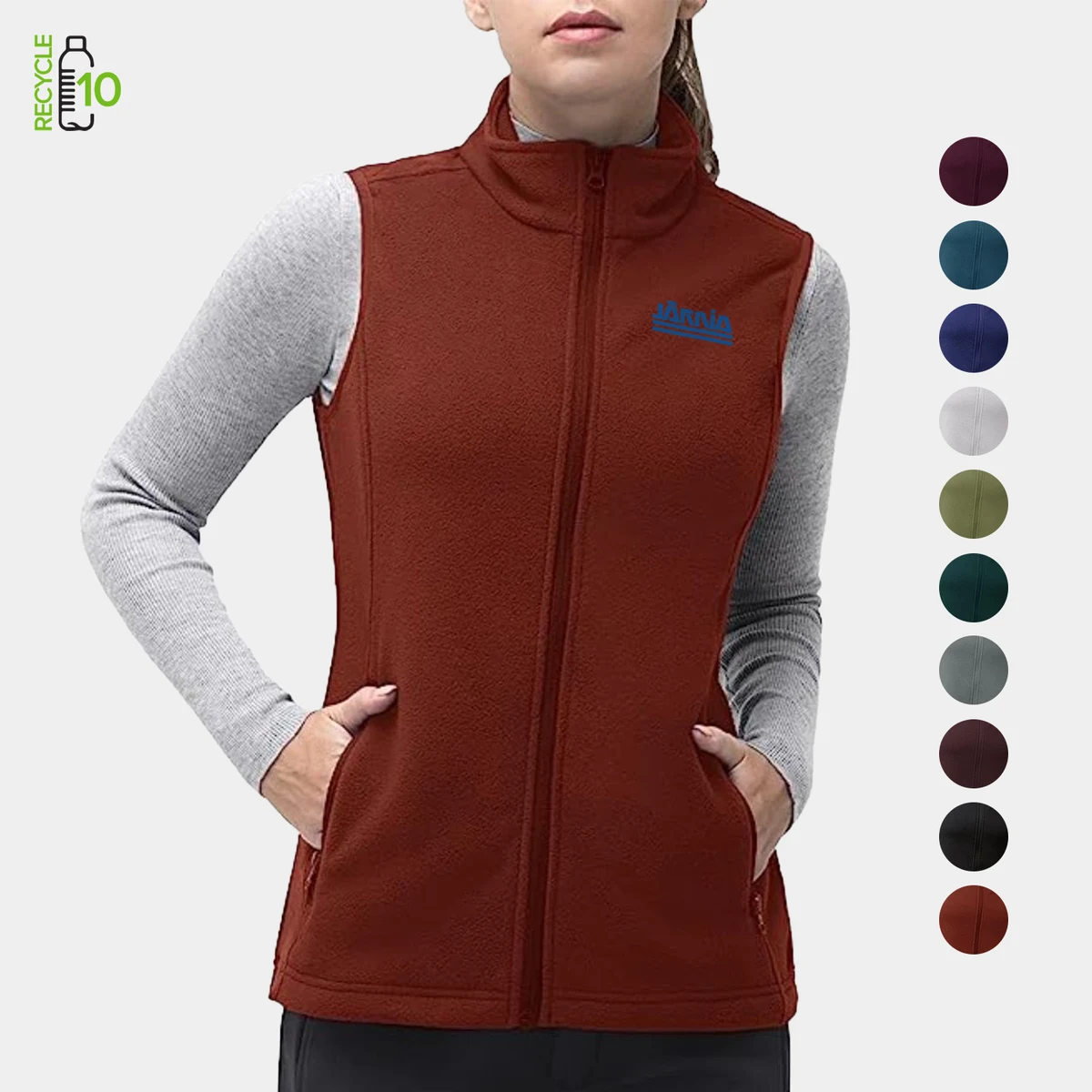 REPREVE® - Women's Recycled Sleeveless Full Zip Fleece Vest w/ Pocket & Wrinkle Resistance 1