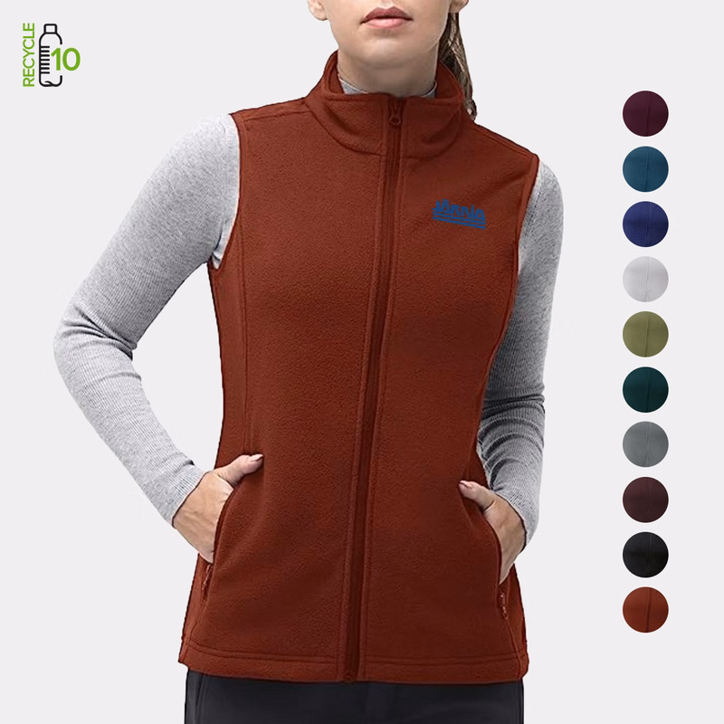 REPREVE® - Women's Recycled Sleeveless Full Zip Fleece Vest w/ Pocket & Wrinkle Resistance