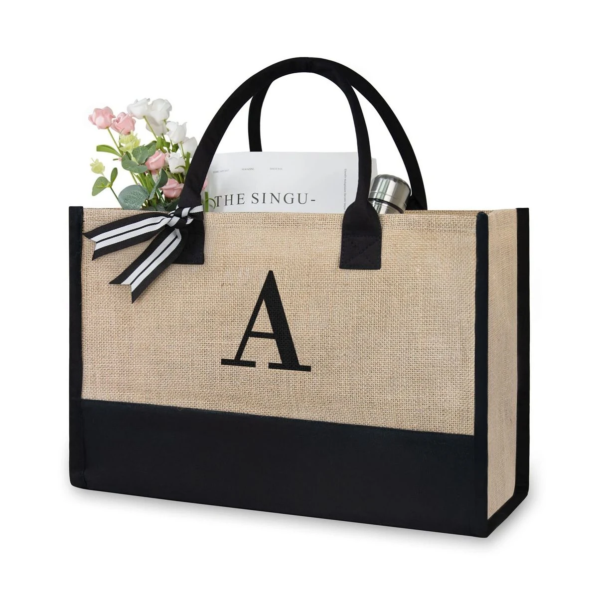 Initial Canvas Beach Bag Heavy Duty, custom tote bag with logo imprint 1