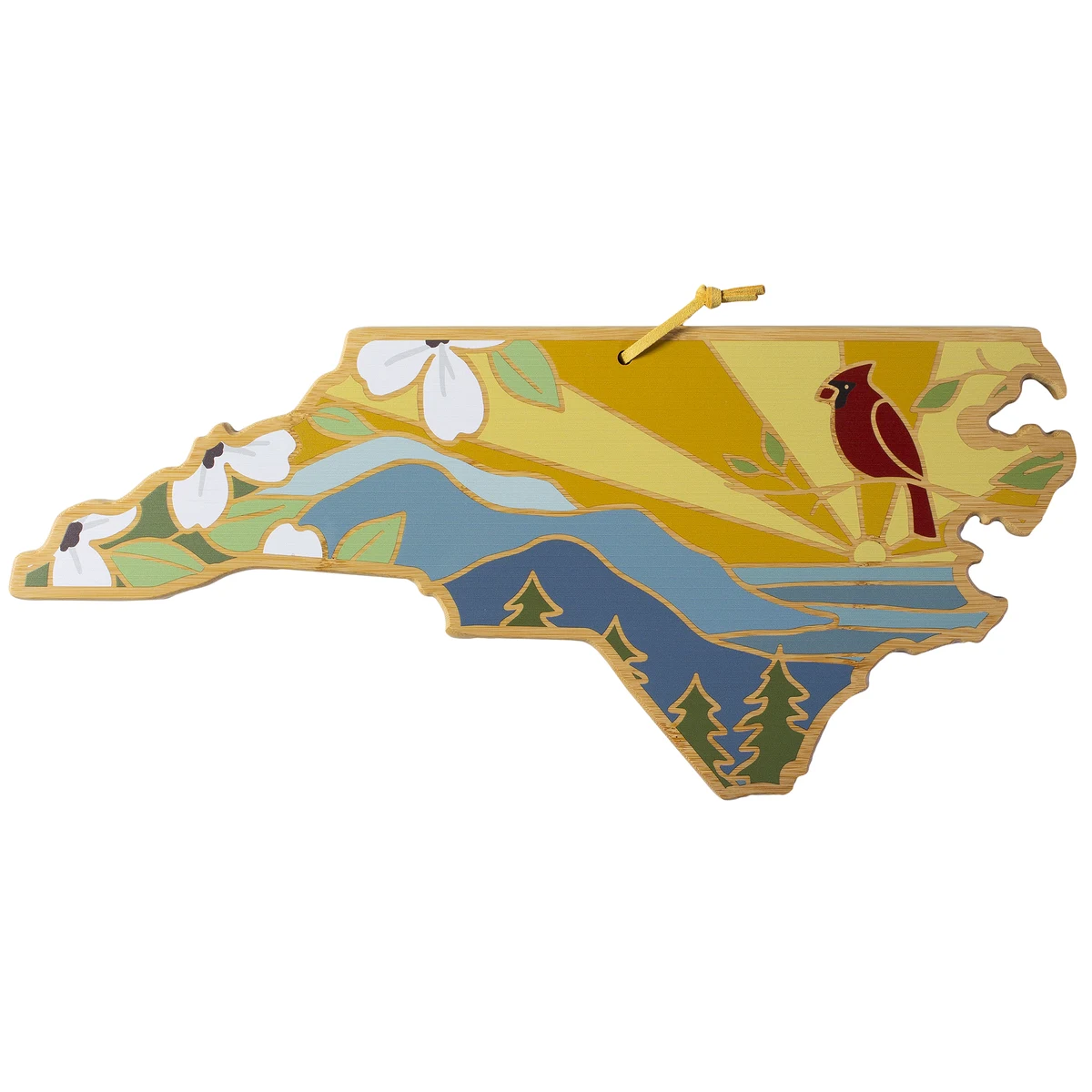 North Carolina State Shaped Serving and Cutting Board with Artwork by Summer Stokes 1