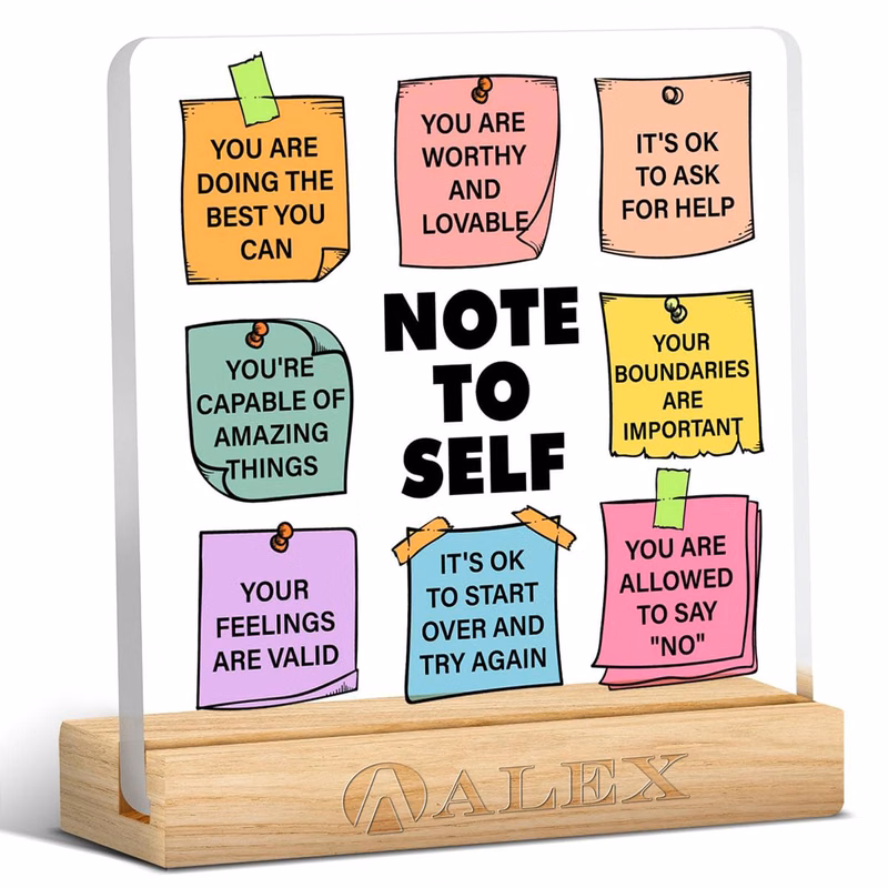 Sturdy Wooden Base Clear Acrylic Desk Sign