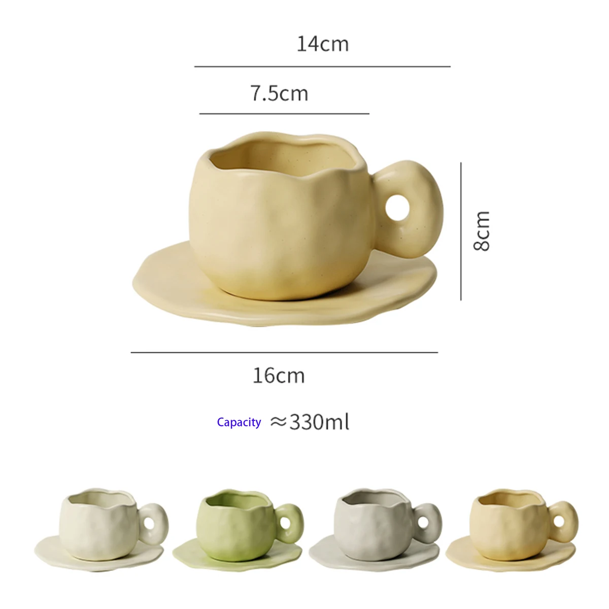 Stoneware Retro Coffee Mug With Saucer 1