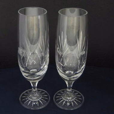 Medallion Champagne Clear Crystal Flutes