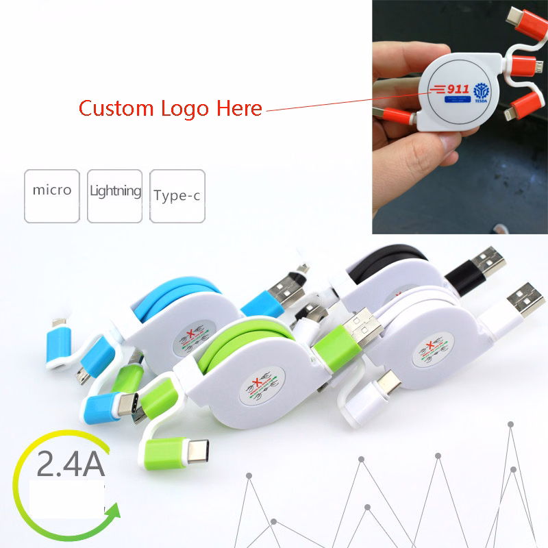 3 In 1 Retractable Multi 2.4A Fast Charging Cable
