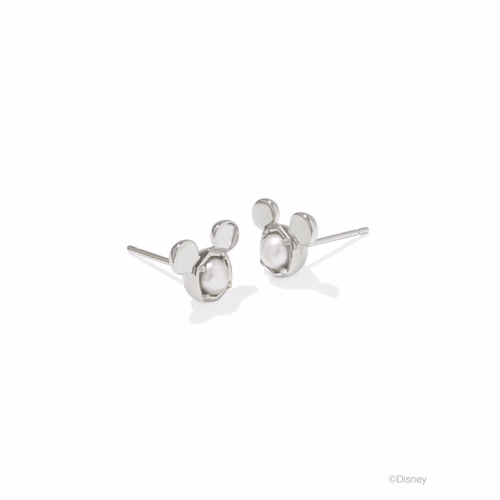 Kendra Scott Disney Silver Mickey Mouse Stud Earrings in Freshwater Cultured Pearl