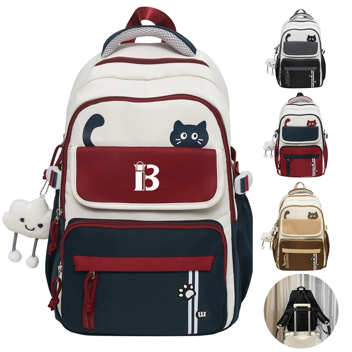 Large Capacity Nylon Backpack w/ Pendant 1