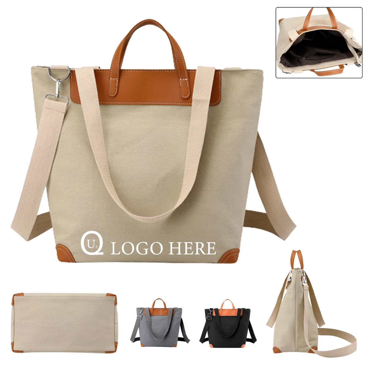 Tote Canvas Shoulder Boat Bag W/ Interior Pocket, custom tote bag with logo imprint 1