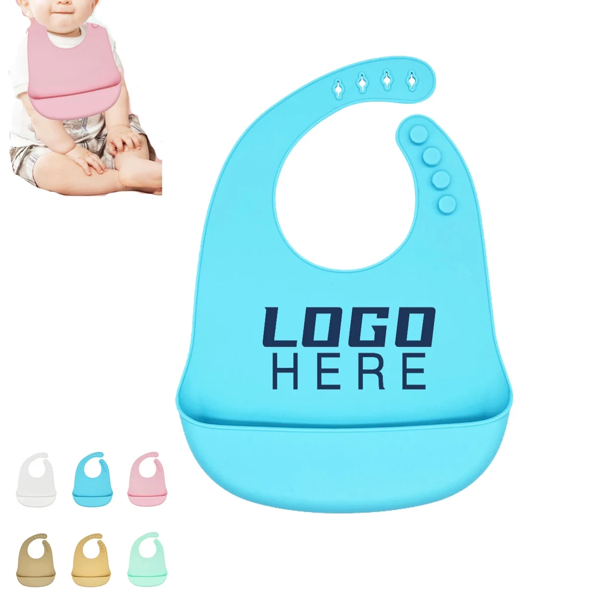 Adjustable Silicone Baby Bib With Food Catcher 1