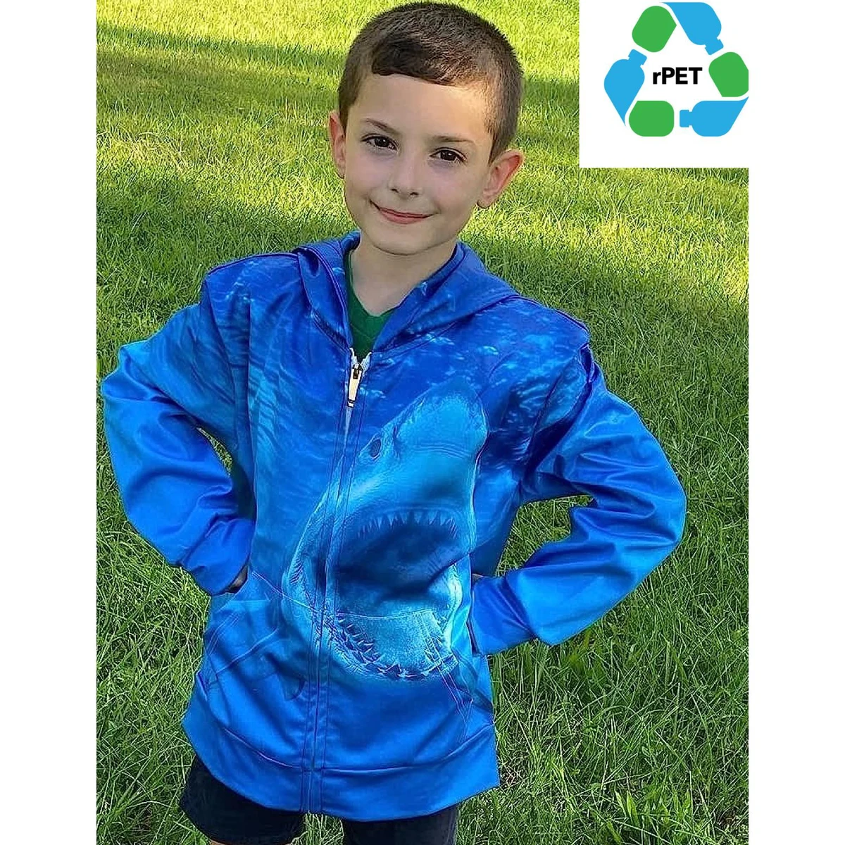 Youth rPET Recycled 100% Polyester Sublimation Performance Full-Zip Hoodie 1
