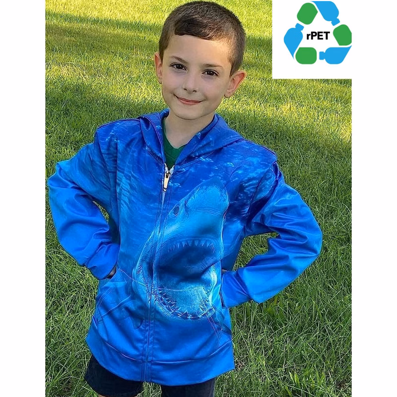 Youth rPET Recycled 100% Polyester Sublimation Performance Full-Zip Hoodie