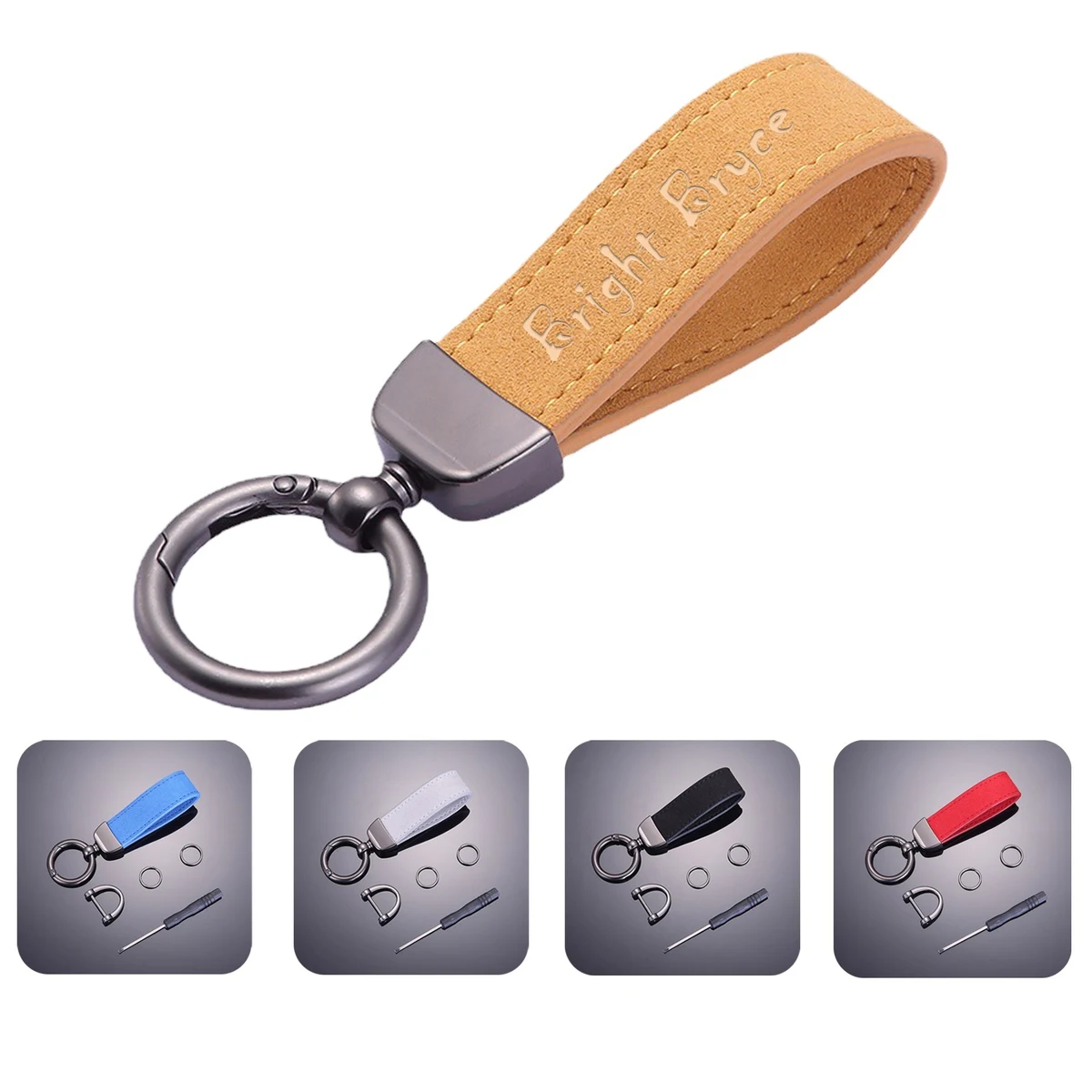 Suede Leather Keychain For Car Key Chain With Key Ring 1