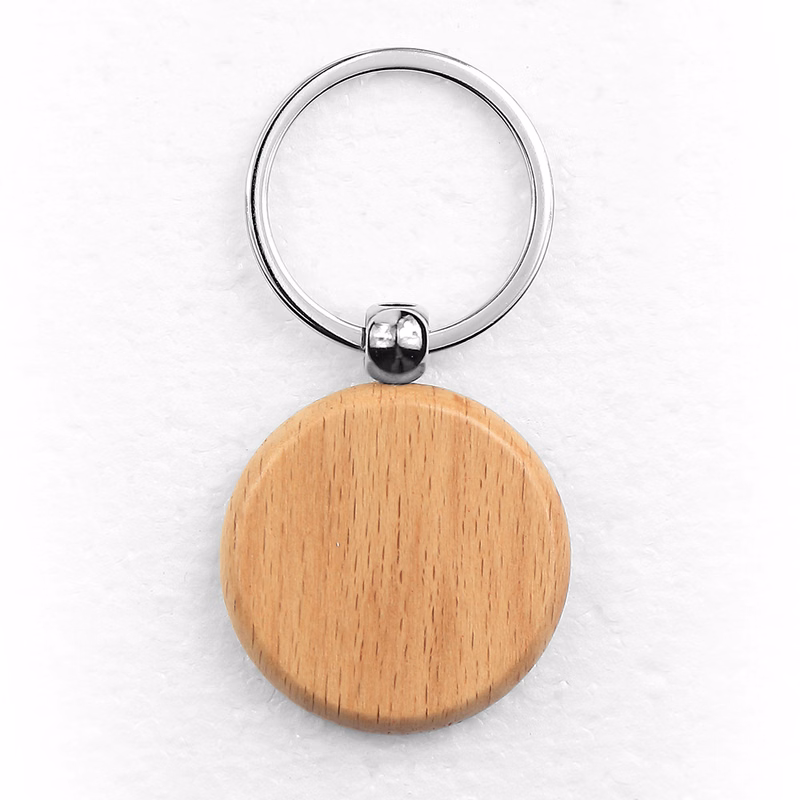 Oceanside Circular Wood Key Chain
