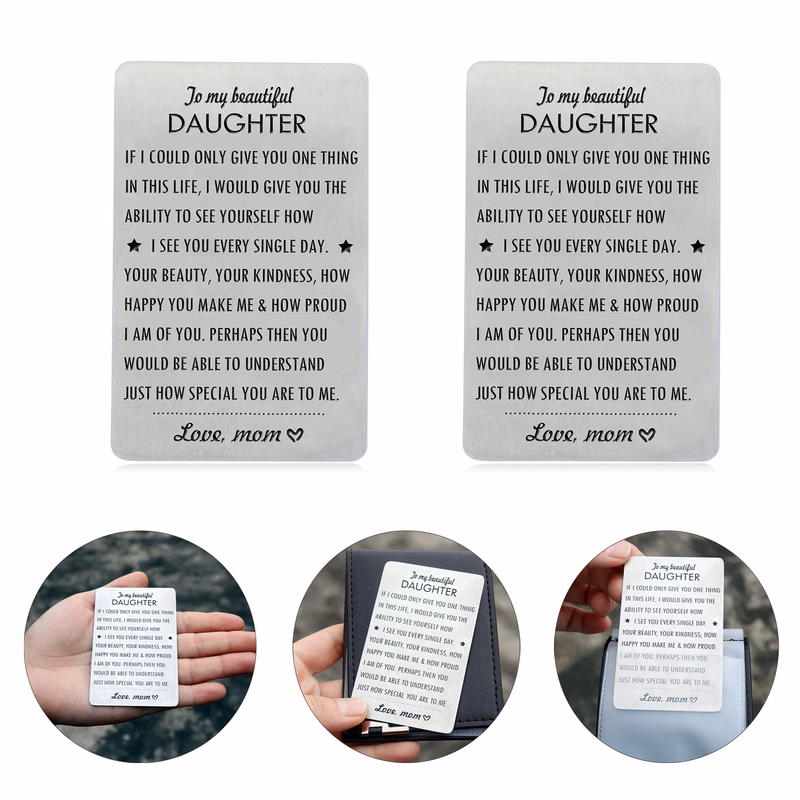 Engraved Wallet Card Inserts with Inspirational Quotes
