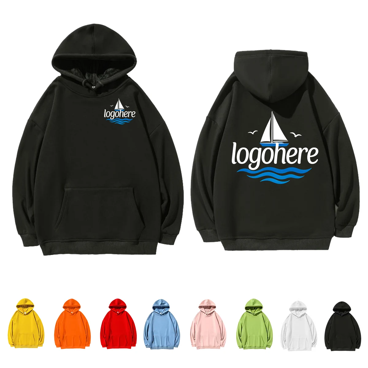 Customizable Fleece Lined Pullover Hoodie, custom hoodie or sweatshirt with logo imprint 1