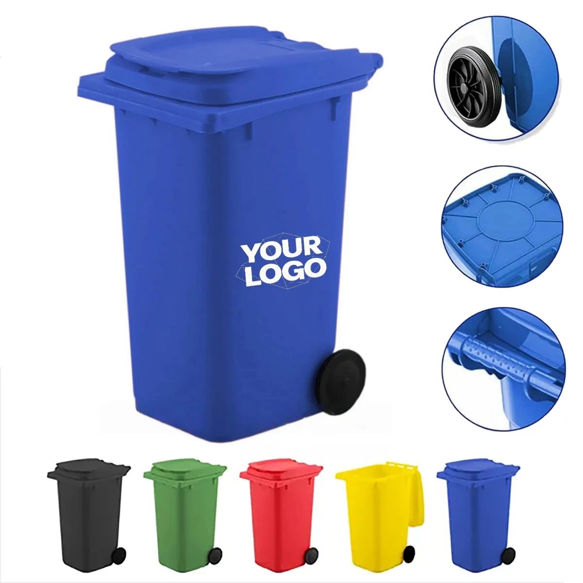 Mini Trash Can Pen Holder with Lid and Wheels 1