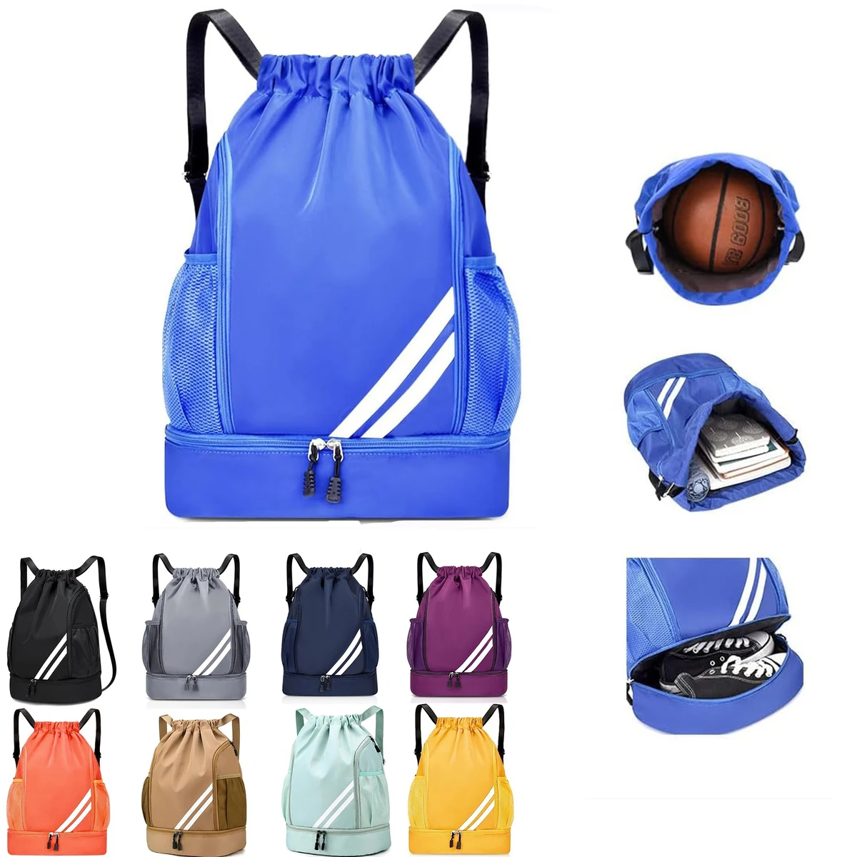 Drawstring Backpack w/Mesh Side Pockets 1