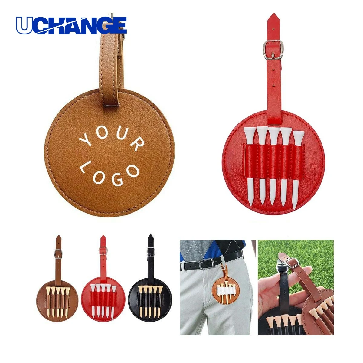 Durable PU Leather Golf Tee Pouch Organizer 1