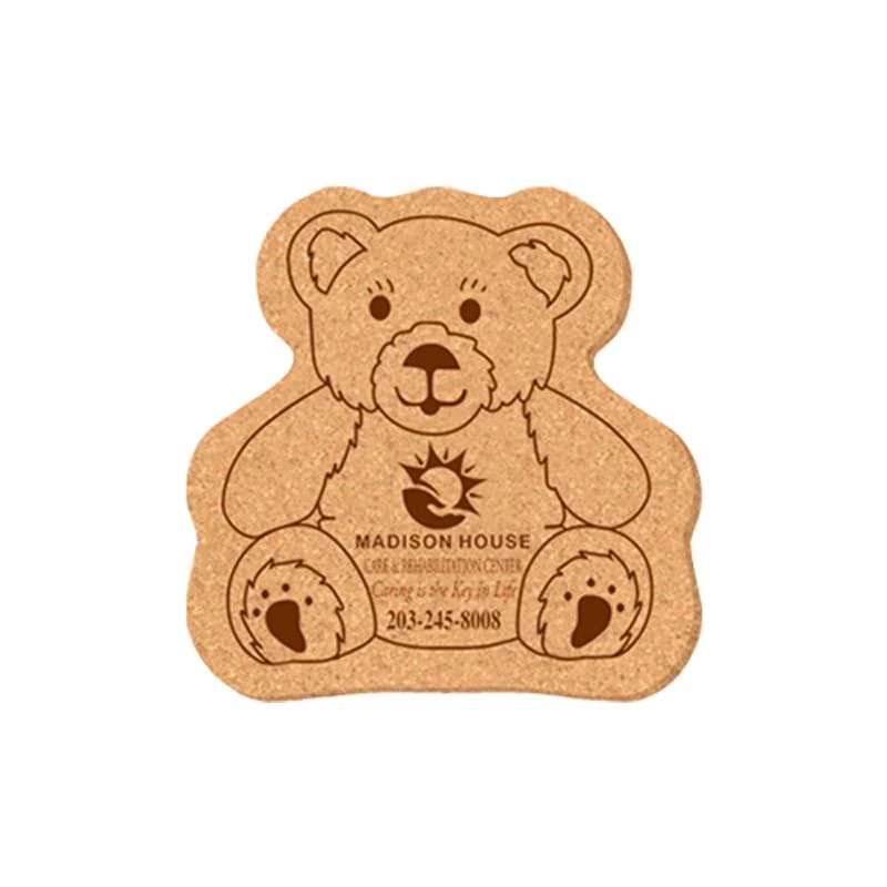 Coaster - 5" x 5" Teddy Bear Shape Cork Coasters 1