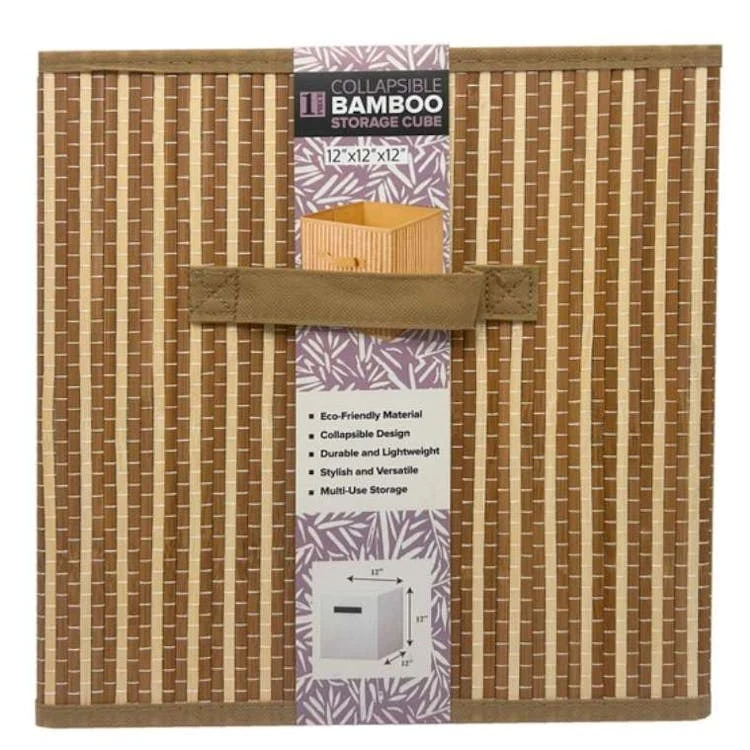 Collapsible Stripe Bamboo Storage Baskets 1