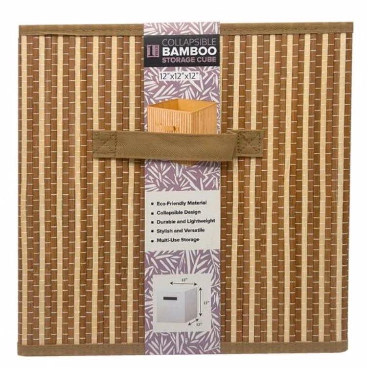 Collapsible Stripe Bamboo Storage Baskets