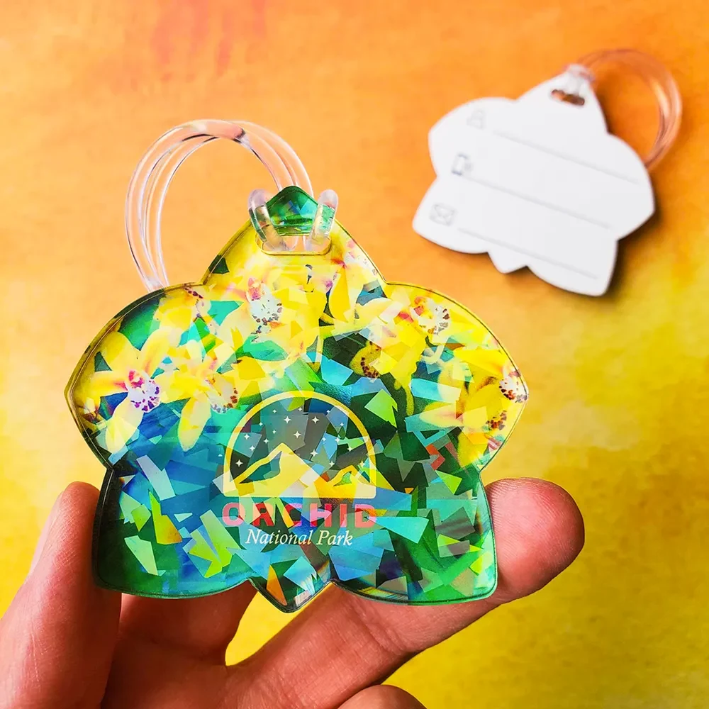 1/8" Acrylic Cracked Ice Holographic Writeable Luggage Tag 1