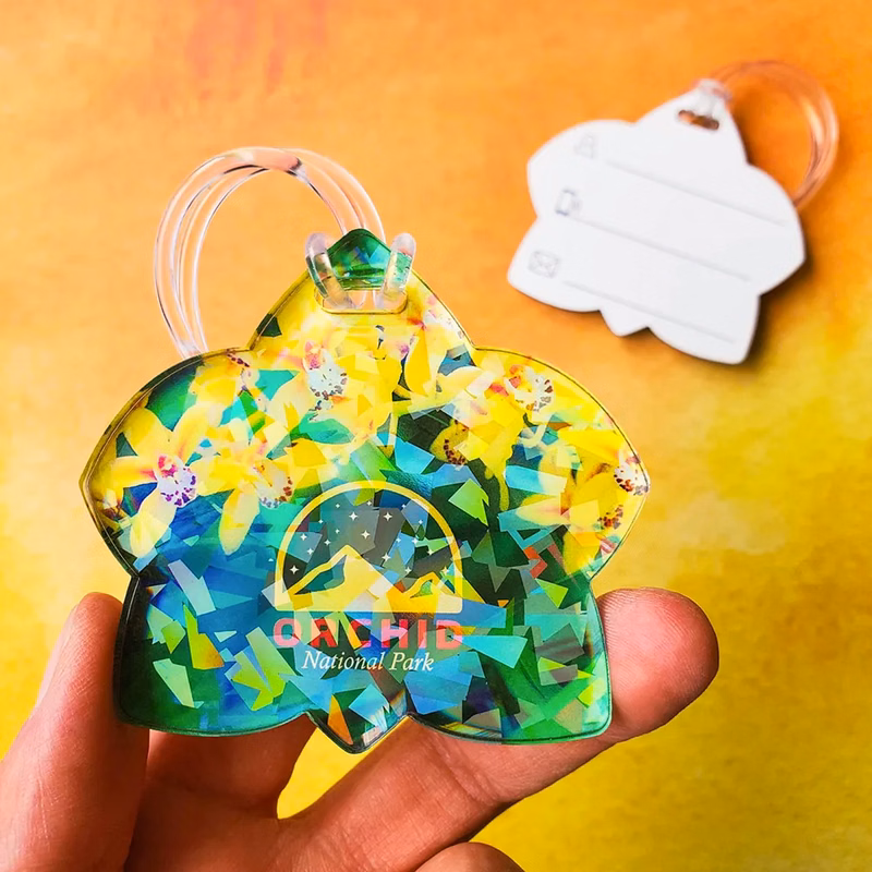1/8" Acrylic Cracked Ice Holographic Writeable Luggage Tag