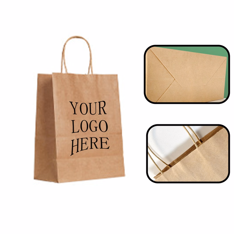 MOQ 20 PCS Kraft Paper Shopping Bags