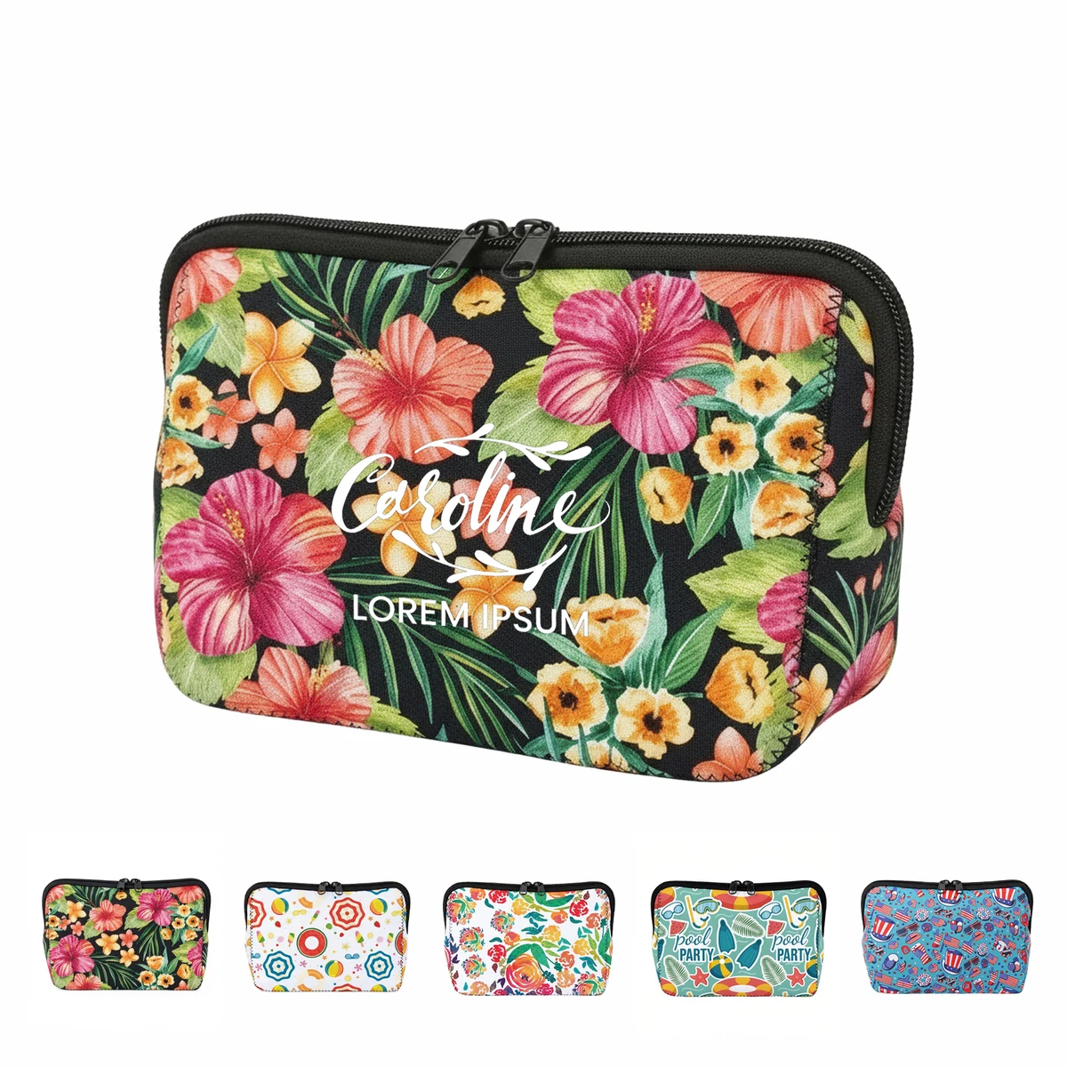 Full Color All Over Print Neoprene Cosmetic and Toiletry Pouch 1