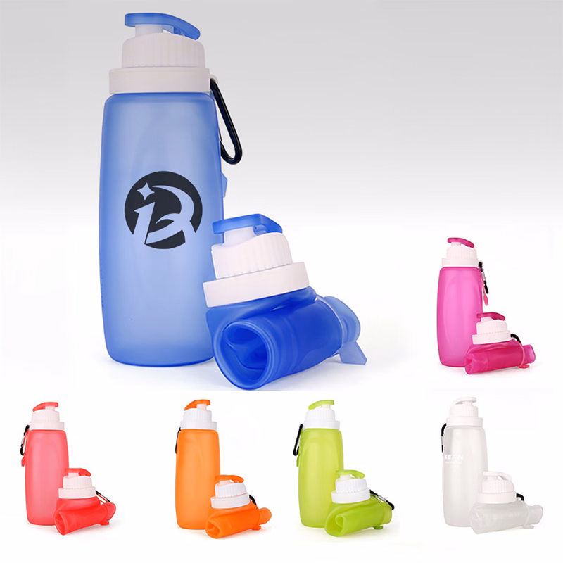 11 oz Silicone Collapsible Water Bottle With Keychain