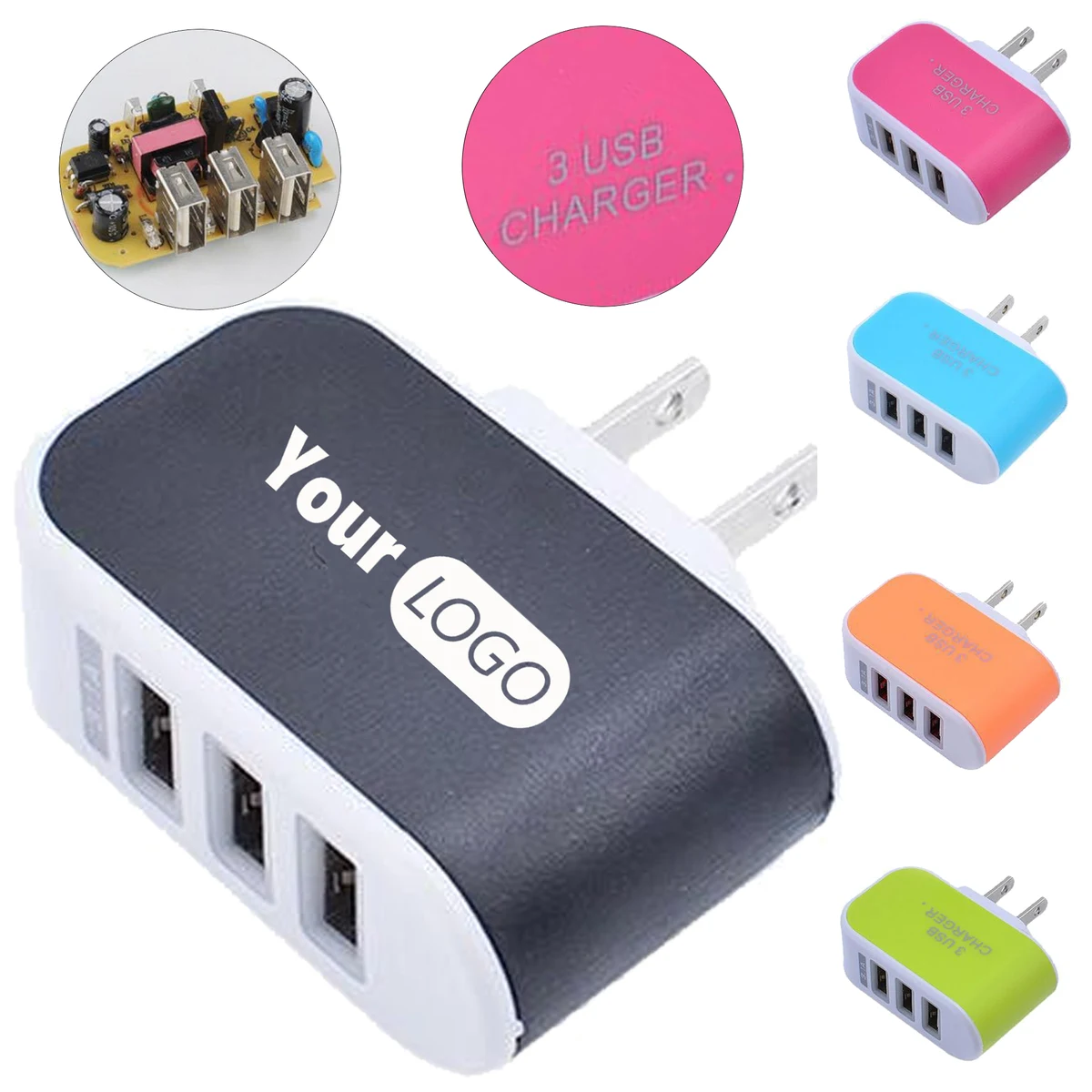 Triple USB Port Custom Smart Phone Charger 1