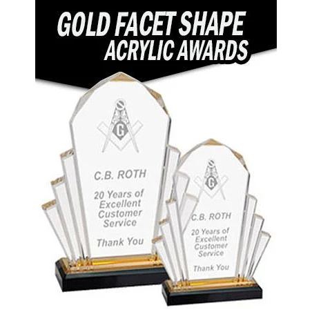 Acrylic: Facet 6x8", Gold/Black base 1