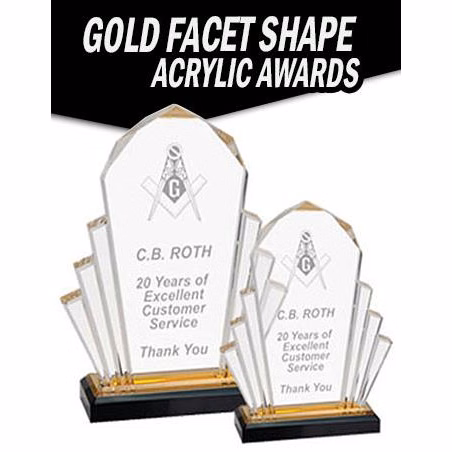 Acrylic: Facet 6x8", Gold/Black base