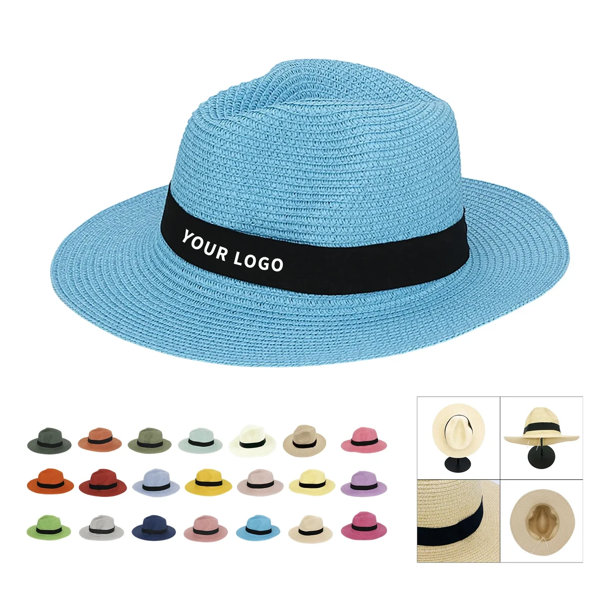 Handwoven Paper Straw Panama Hat for Travel Summer 1