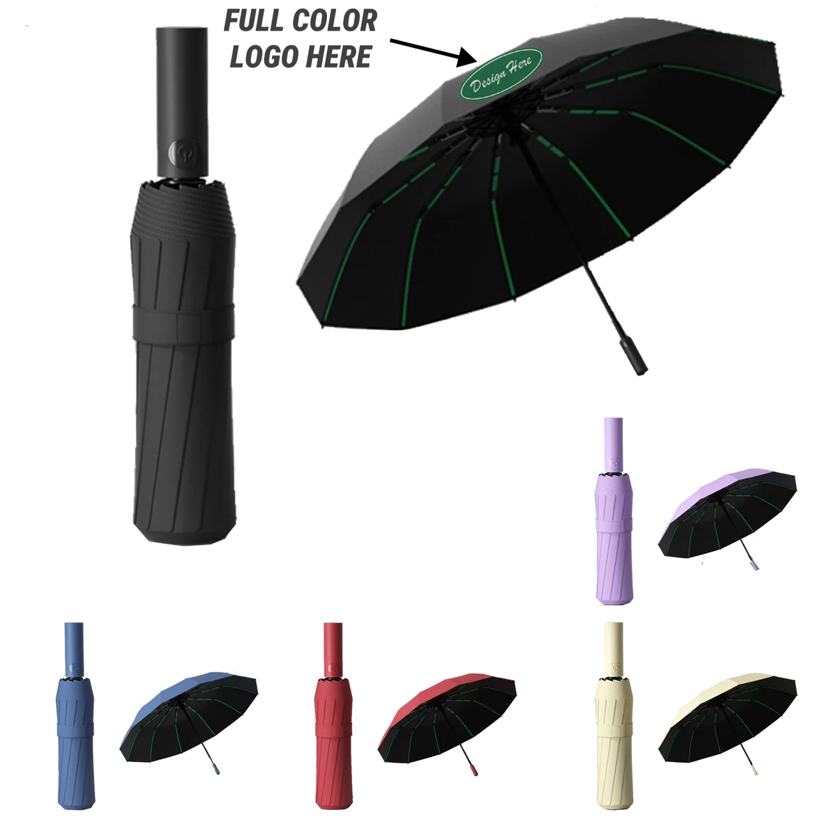 MOQ 5pcs 12-Rib Automatic Umbrella 1