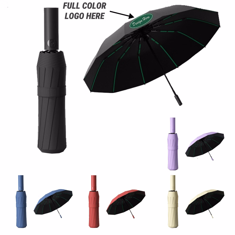 MOQ 5pcs 12-Rib Automatic Umbrella