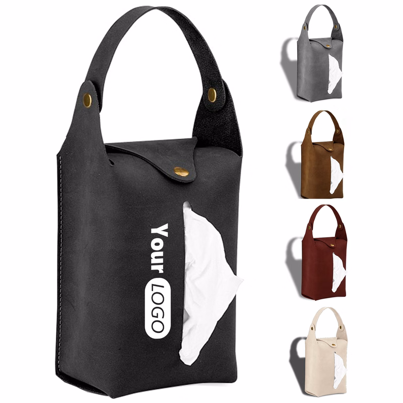 PU Leather Tissue Box Portable Hanging Car Tissue Bag